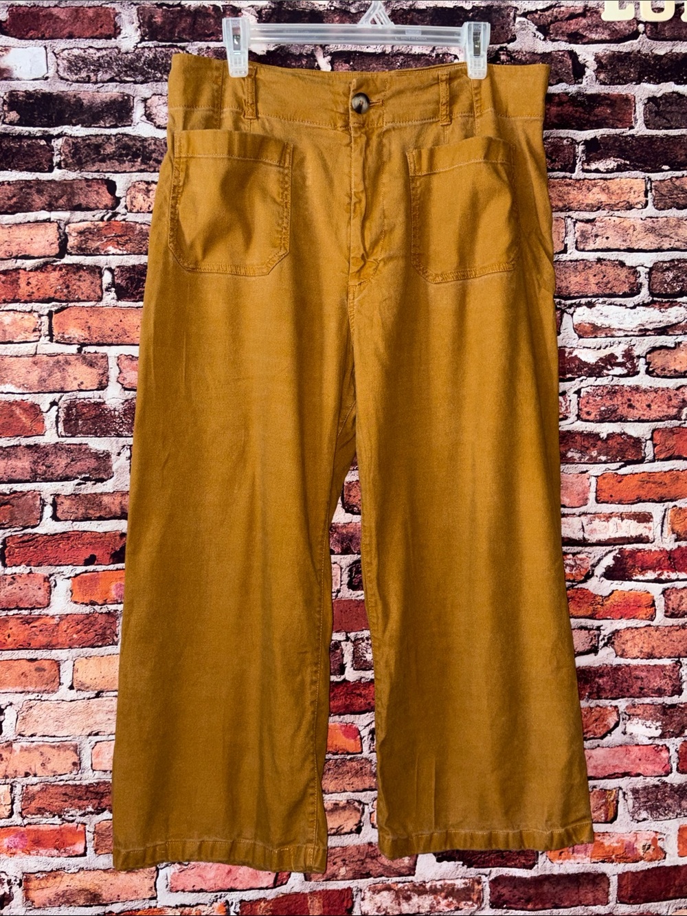 Maeve Anthropologie “Collette” Wide-Leg Ankle Pants in Ochre Size 33